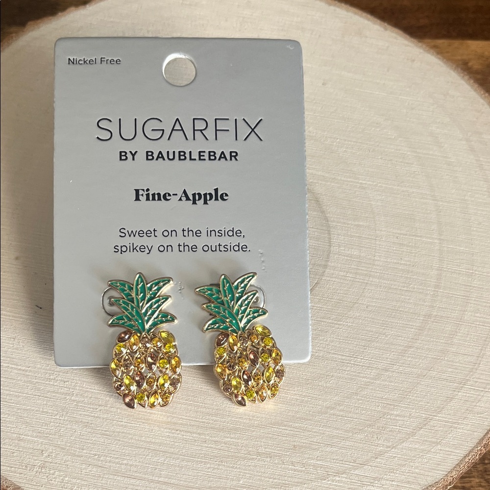 BaubleBar Pineapple Earrings with Green and Yellow